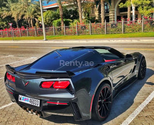 Dark Grey Corvette Grandsport for rent in Dubai 2