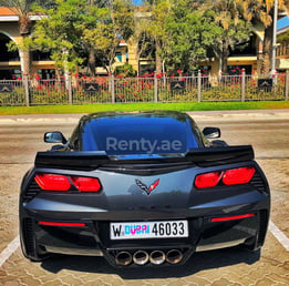 Dark Grey Corvette Grandsport for rent in Dubai 4