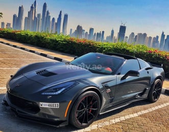 Dark Grey Corvette Grandsport for rent in Dubai 5
