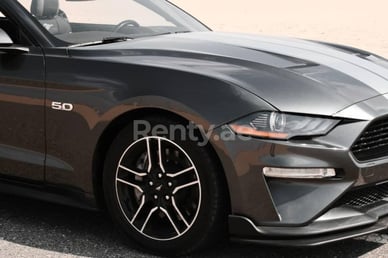 Dark Grey Ford Mustang cabrio V8 for rent in Dubai 1