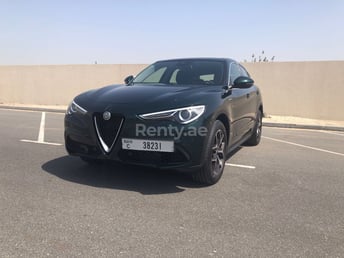 Green Alfa Romeo Stelvio for rent in Dubai 9