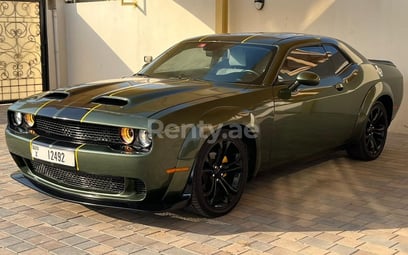 Green Dodge Challenger for rent in Dubai