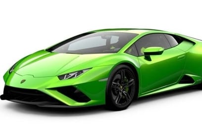 Green Lamborghini Huracan Evo for rent in Dubai