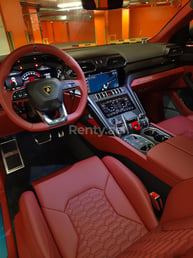 Green Lamborghini Urus for rent in Dubai 1