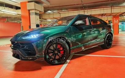 Green Lamborghini Urus for rent in Dubai