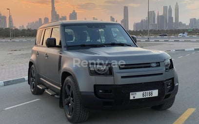 Grey Range Rover Defender for rent in Sharjah