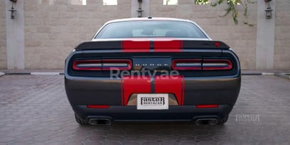 Grey Dodge Challenger V8 for rent in Dubai 2