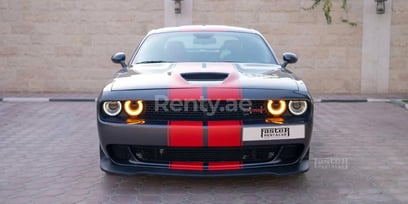 Grey Dodge Challenger V8 for rent in Dubai 3