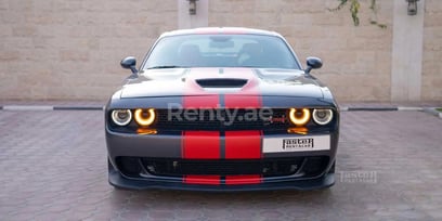 Grey Dodge Challenger V8 for rent in Sharjah 3