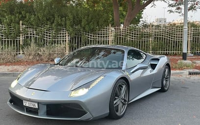 Grey Ferrari 488 GTB for rent in Abu-Dhabi