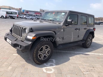 Grey Jeep Wrangler Unlimited Sports for rent in Dubai 5