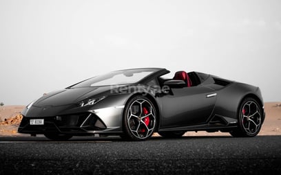 Grey Lamborghini Evo Spyder for rent in Dubai
