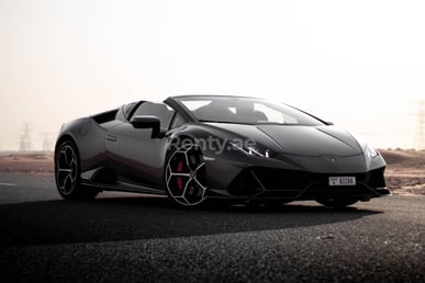 Grey Lamborghini Evo Spyder for rent in Dubai 3