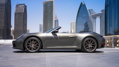 Grey Porsche 911 Carrera Cabrio for rent in Dubai 1