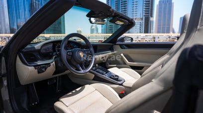 Grey Porsche 911 Carrera Cabrio for rent in Dubai 4