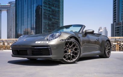 Grey Porsche 911 Carrera Cabrio for rent in Dubai