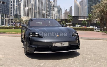 Grey Porsche Taycan for rent in Dubai