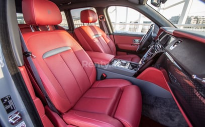 Grey Rolls Royce Cullinan Black Badge Mansory for rent in Dubai 3