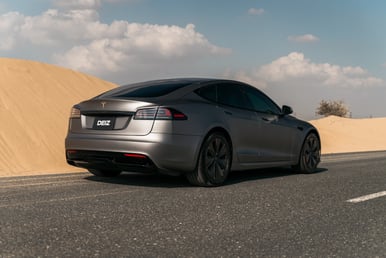 Grey Tesla Model S Long Range for rent in Dubai 1