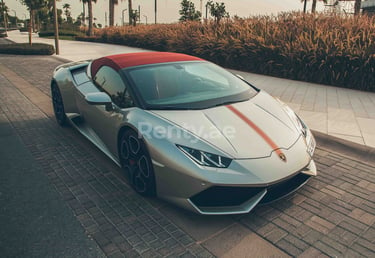 Silver Lamborghini Huracan Spyder LP-610 for rent in Sharjah 0