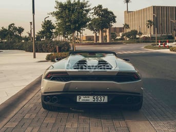 Silver Lamborghini Huracan Spyder LP-610 for rent in Dubai 6