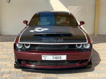 Maroon Dodge Challenger V8 RT Demon Widebody for rent in Dubai 3