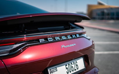 Maroon Porsche Panamera for rent in Dubai 2