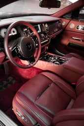Maroon Rolls Royce Wraith Black Badge for rent in Dubai 1