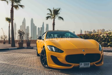 Yellow Maserati GranCabrio for rent in Dubai 1