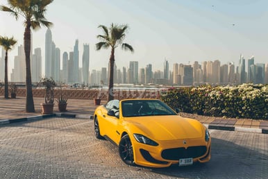 Yellow Maserati GranCabrio for rent in Dubai 2