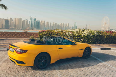 Yellow Maserati GranCabrio for rent in Dubai 3