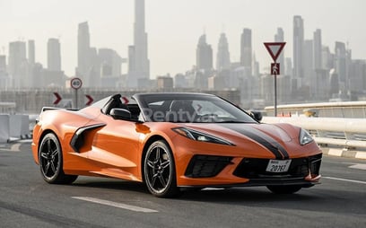 Orange Chevrolet Corvette for rent in Sharjah