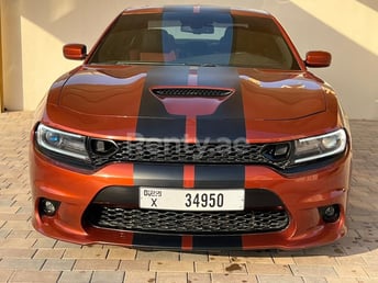 Orange Dodge Charger v8 SRT KIT for rent in Dubai 5