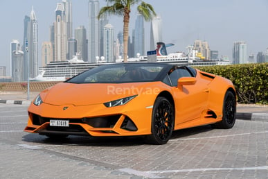Orange Lamborghini Evo Spyder for rent in Dubai 8