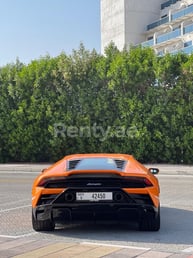 Orange Lamborghini Evo for rent in Dubai 1