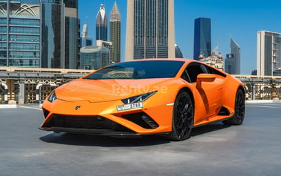 Orange Lamborghini Huracan for rent in Dubai