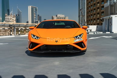 Orange Lamborghini Huracan for rent in Dubai 0