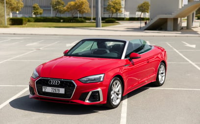 Red Audi A5 Cabrio for rent in Abu-Dhabi