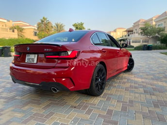 Red BMW 3 Series 2020 M Sport for rent in Abu-Dhabi 2