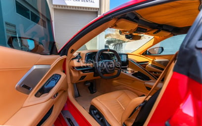 Red Chevrolet Corvette C8 Spyder for rent in Dubai 5