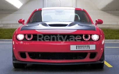 Red Dodge Challenger for rent in Dubai