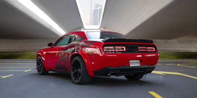 Red Dodge Challenger for rent in Dubai 2