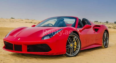 Rouge Ferrari 488 Spider en location à Abu-Dhabi