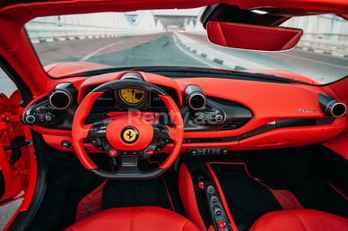 Red Ferrari F8 Tributo Spyder for rent in Sharjah 5