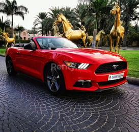 Red Ford Mustang Convertible for rent in Dubai 3