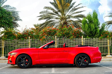 Red Ford Mustang Convertible for rent in Dubai 1