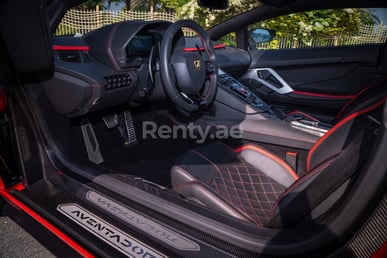 Red Lamborghini Aventador S for rent in Dubai 5