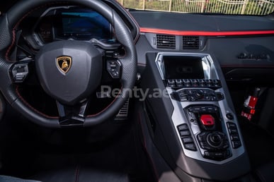 Red Lamborghini Aventador S for rent in Dubai 6