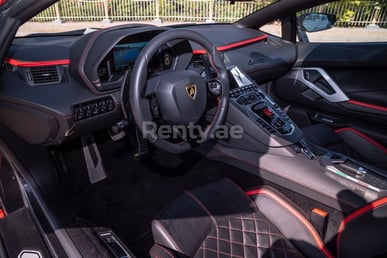 Red Lamborghini Aventador S for rent in Dubai 7