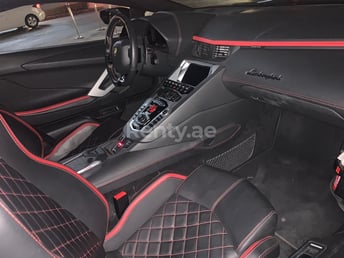Red Lamborghini Aventador S for rent in Dubai 0